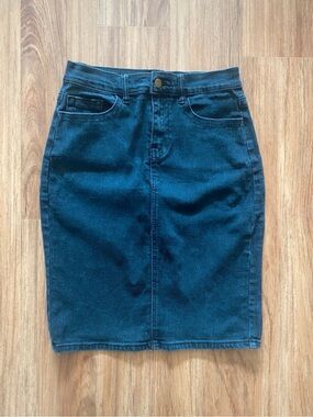 Main Street Exchange black denim midi skirt